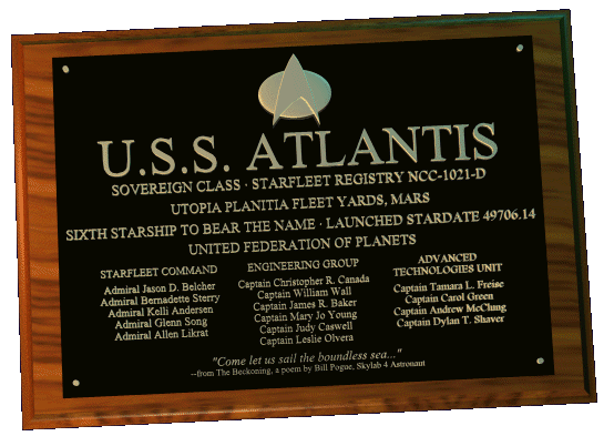 Atlantis Dedication Plaque
